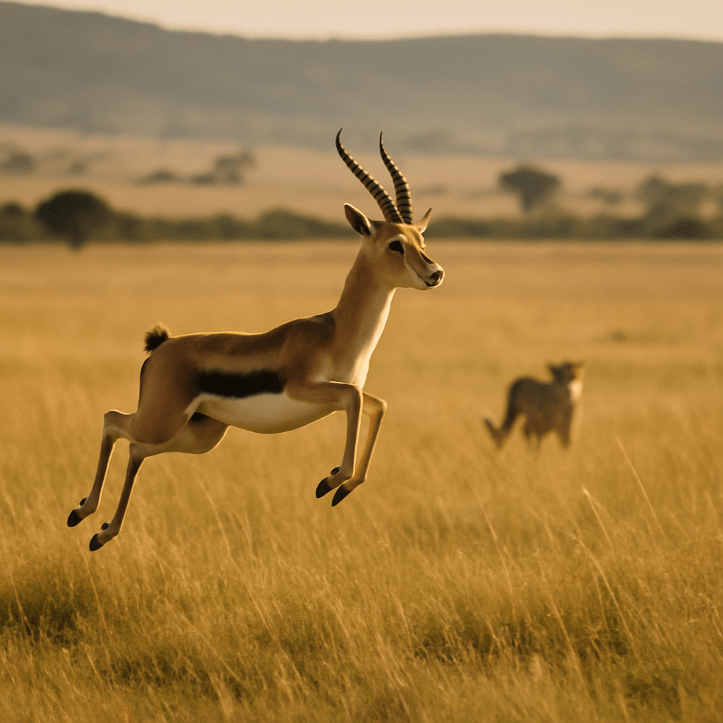 Gazelle de Thomson en plein saut
