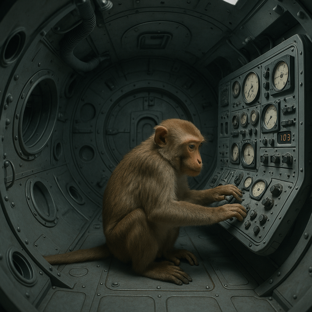Macaque rhésus dans une capsule spatiale