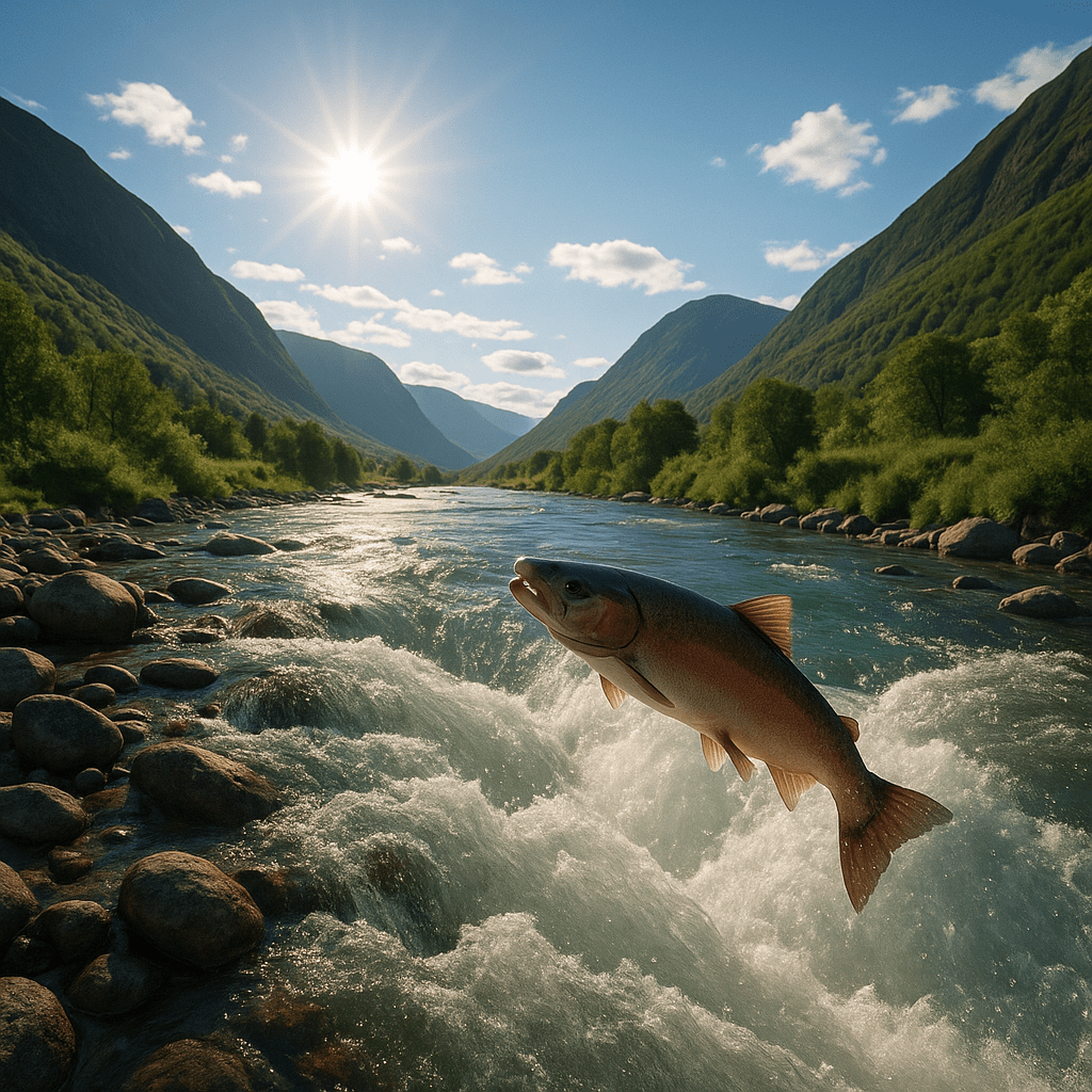 Saumon remontant une rivière