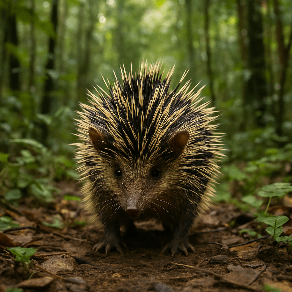 Tenrec frottant ses piquants pour communiquer